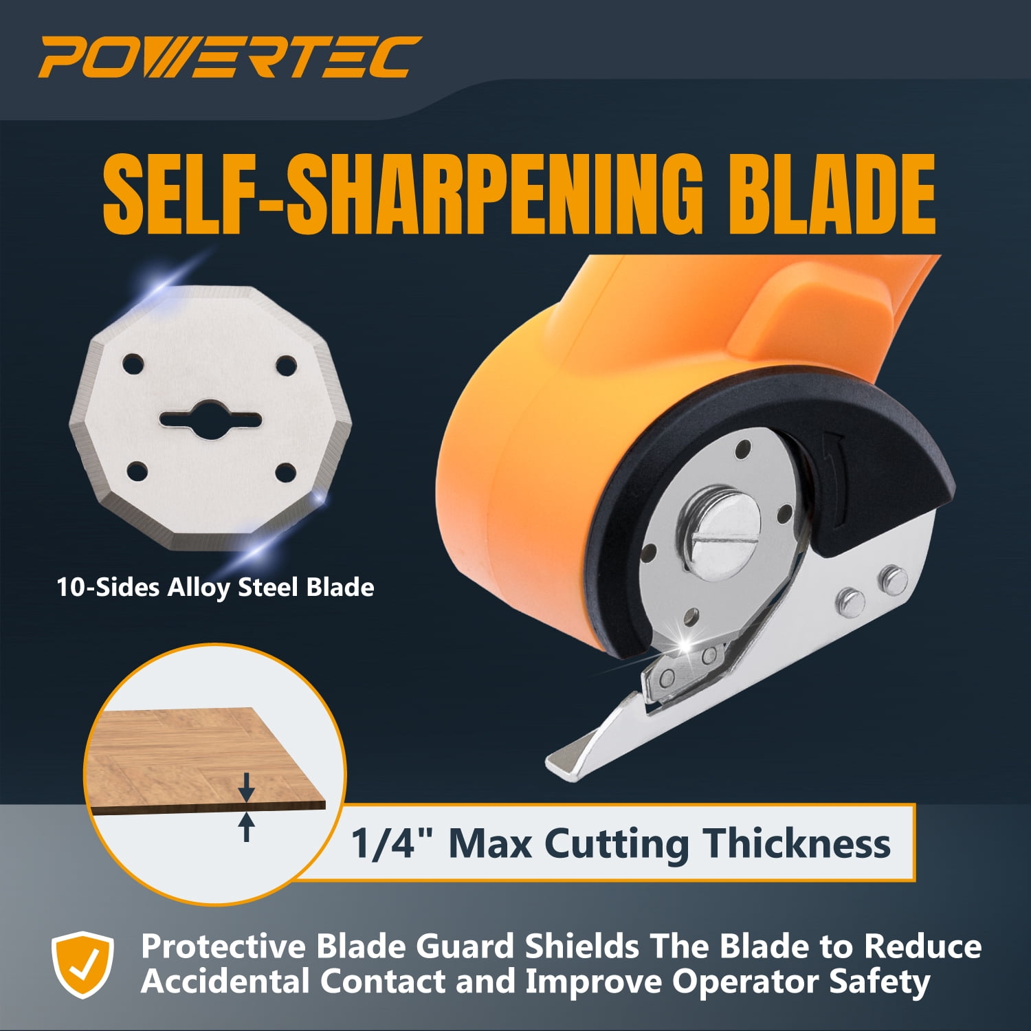 POWERTEC Cordless Electric Scissors – 3.6V Rechargeable Fabric, Cardboard & Carpet Cutter with Fast USB-C Charging, Safety Lock, and Extra Blade for DIY, Crafting & Upholstery (ESS3600)