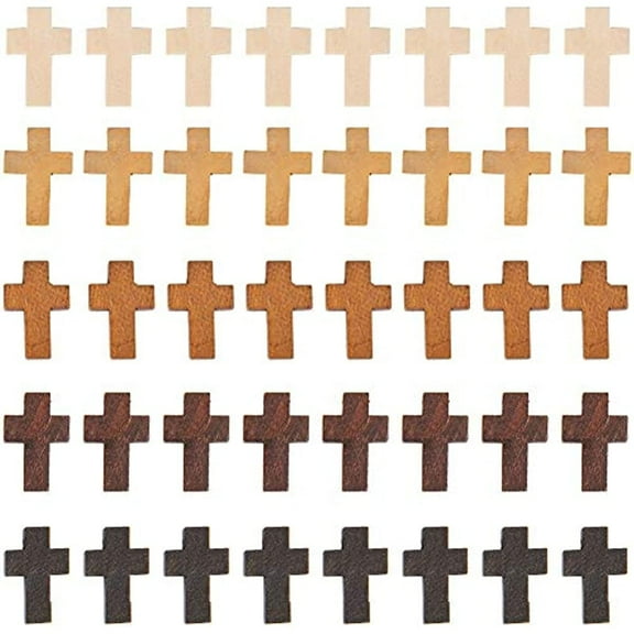 1Box 60Pcs 5 Colors Wood Cross Pendants Easter Holidays Natural Wooden Small Cross Charms Pendants for Party Favors Easter Holiday Necklace Jewelry Making