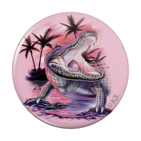 

Smiling Tropical Alligator Palm Trees Kitchen Refrigerator Locker Button Magnet