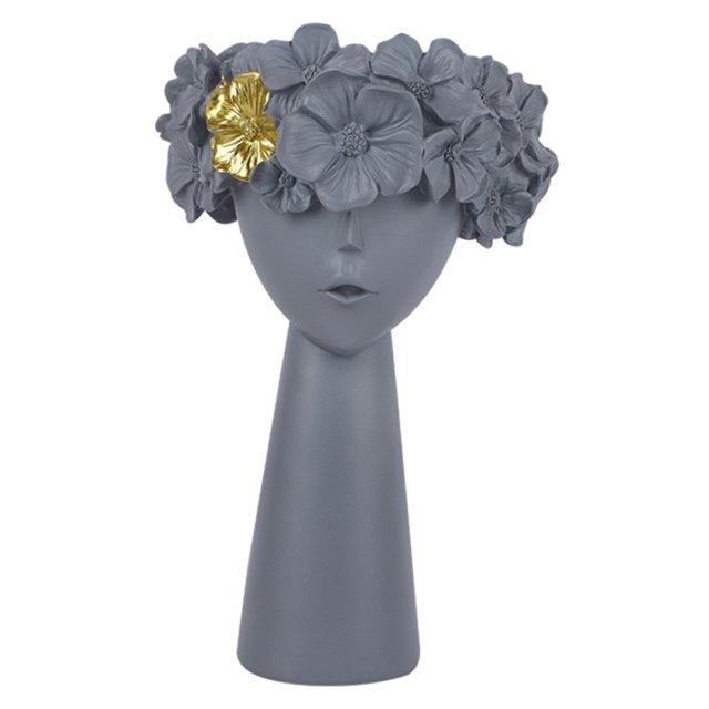 Florero de resina elegante decorativo para mujer florero para decoración del hogar, florero de de boda, regalos de bienvenida - Gris Sunnimix Florero de resina