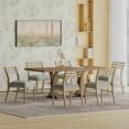 thumbnail image 2 of GDF Studio Berrett Farmhouse Fabric Upholstered Wood Expandable 7 Piece Dining Set, Natural Brown, Light Ash, and Gray, 2 of 12