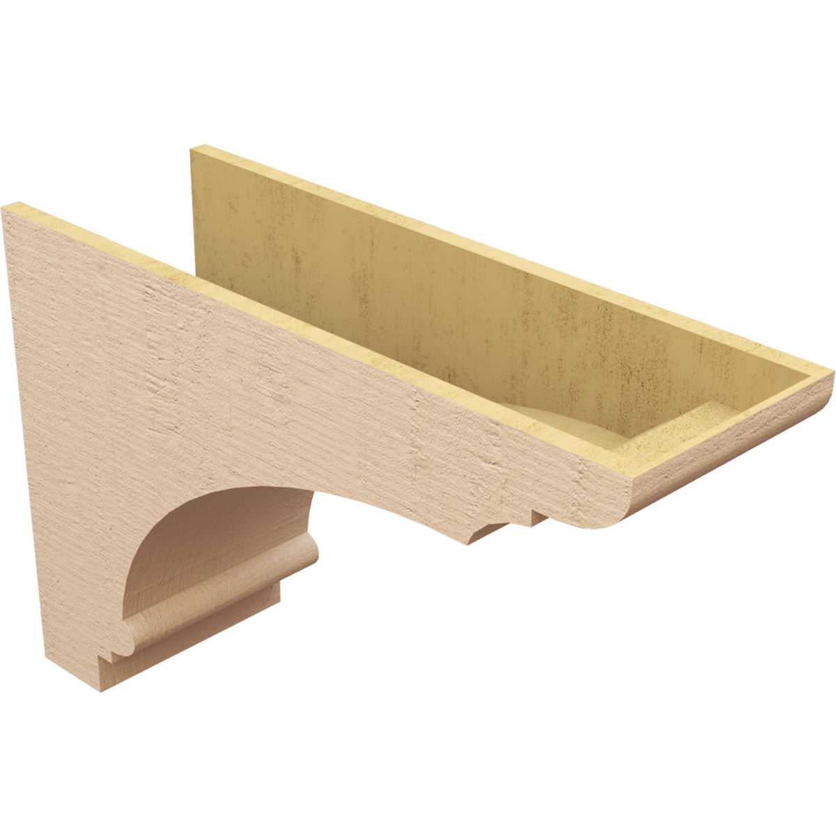 12"W x 36"D x 24"H Classic Hughes Rough Cedar Woodgrain TimberThane Corbel, Primed Tan