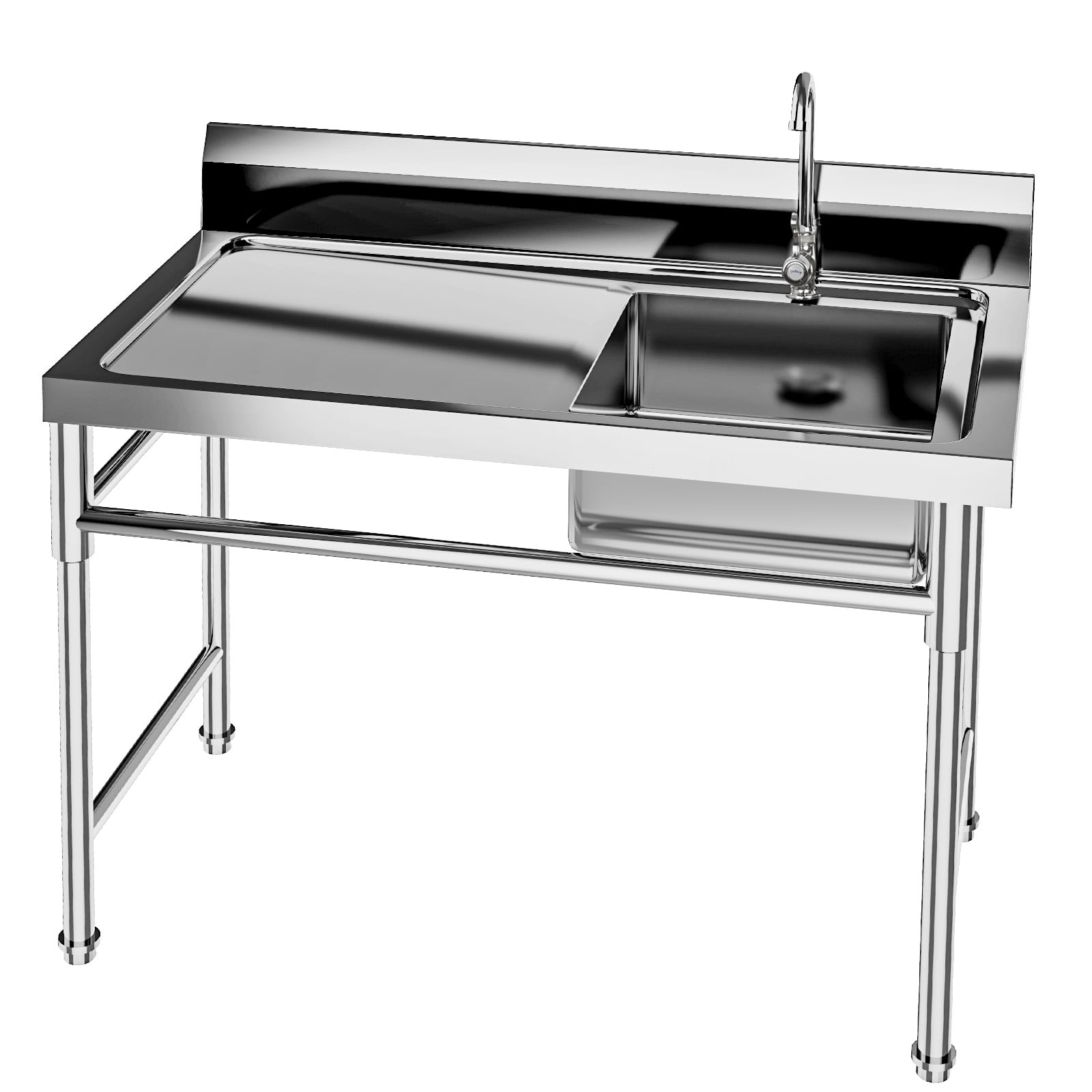 Freestanding 1 Compartment Stainless Steel Kitchen Sink Restaurant Sink Utility Sink (38.98"H*47.2"W*23.6"D)