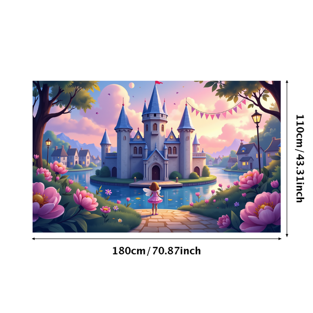 Castle Fantasy Backdrop Kids Birthday Party Decorations Fairy Tale Princess Photography Background Magical Enchanted Scene Banner Event Supplies