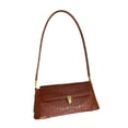 thumbnail image 3 of Bolso de mano de piel sintética para mujer, tipo sobre, con asa superior, ideal para ir al trabajo. Marrón con textura, 3 of 8