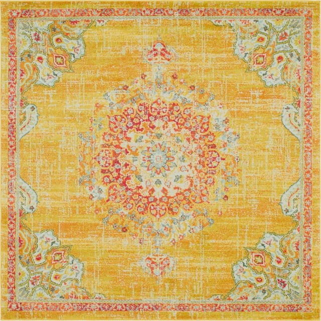Unique Loom Penrose Centre Médaillon Tapis8' x 8' Carré Or/rouge