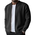 thumbnail image 3 of Mens Full Zip Cardigan Sweater Casual Mock Neck Ribbed Knitted Winter Chunky Sweaters, 2XL, 3 of 7
