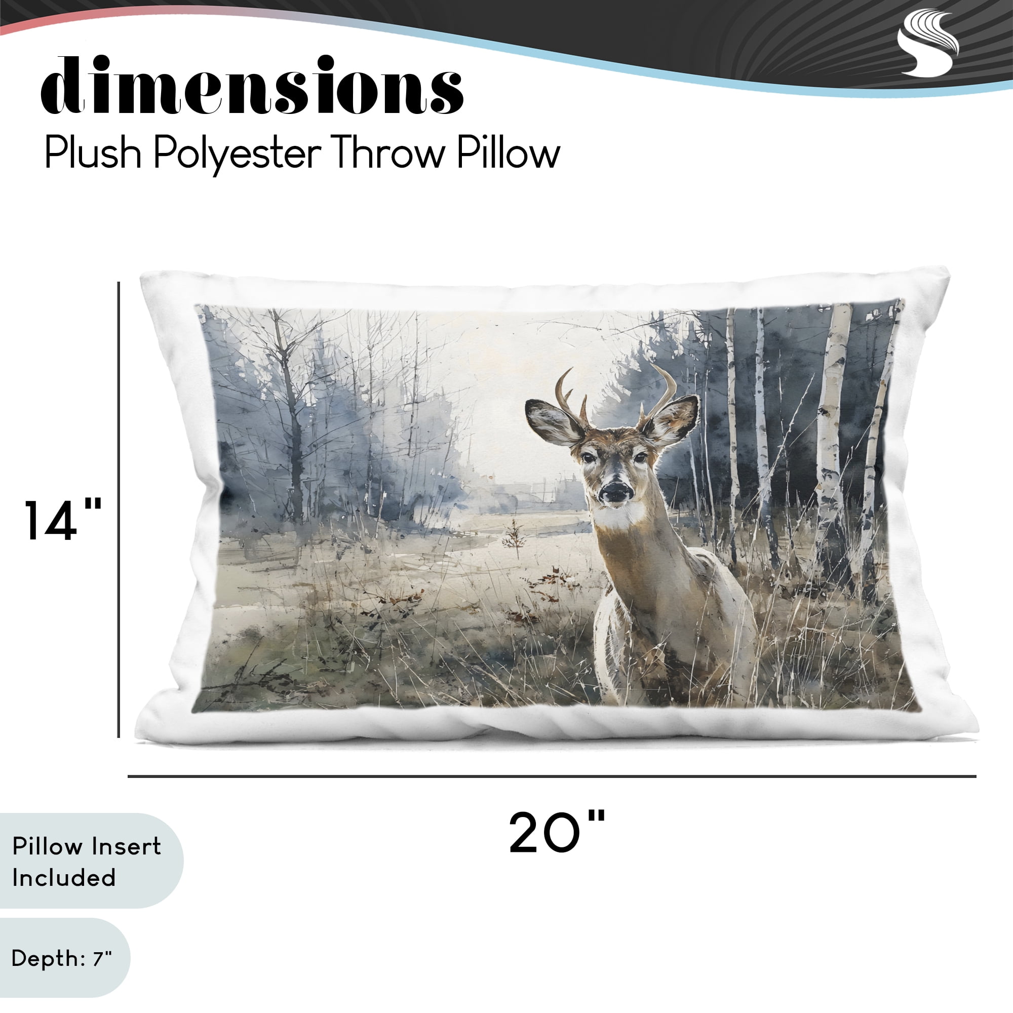 Stupell Industries Deer in Winter Wilderness Decorative Printed Throw Pillow, design by Franklyn Gregory, 14 x 7 x 20