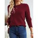 thumbnail image 5 of Camisas de Larga para Mujer, Tops de Moda de Otoño, Suéteres Elegantes de Cuello Redondo, Túnicas, Ropa de Invierno, Conjuntos Casuales Rojo Vino XL, 5 of 8