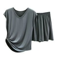 thumbnail image 2 of Georges Complets pour Femmes Chic Dames Mode Shorts Deux Pièces Couleur Unie Manches Courtes Complet Décontracté, 2 of 3