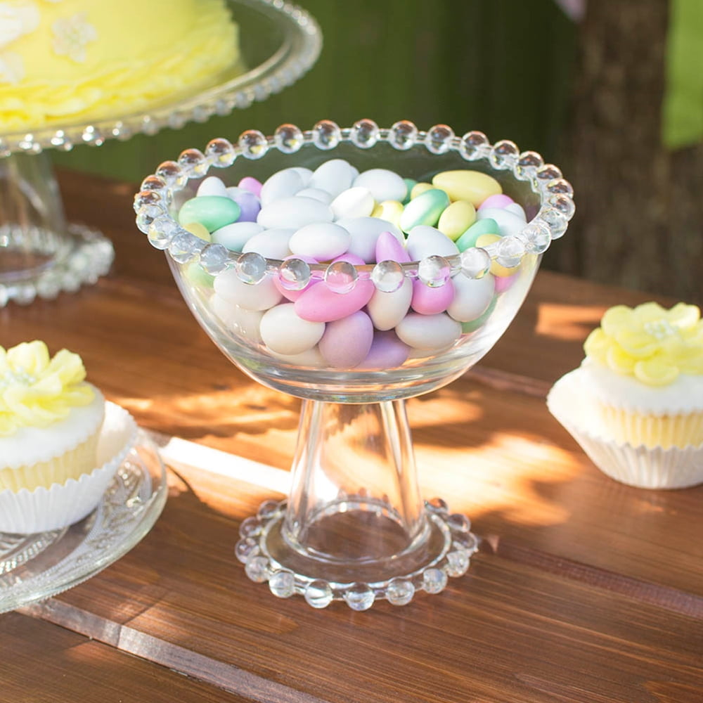 Cake & Candy Displays Compote Dish Small Glass Dessert Bowl Beaded 6 in ...