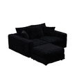 thumbnail image 5 of 82.7" Plush Corduroy 3-Seat Sofa in Black - Modern Cloud Couch with Ottoman, Deep Seat, Soft Pillows, Solid Wood Frame, 750LB Capacity, Perfect for Living Room Comfort, 5 of 19