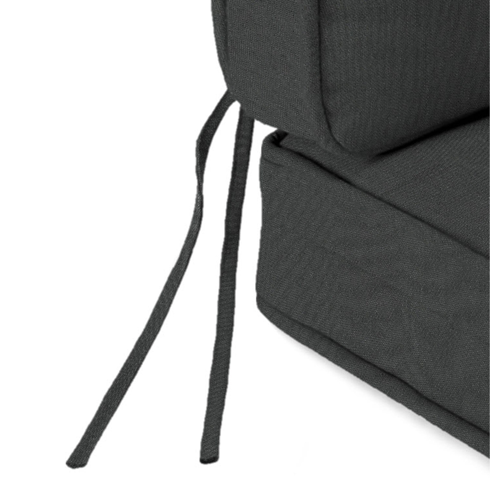 Jordan Manufacturing 45" x 22" Canvas Charcoal Solid Rectangular Outdoor Deep Seating Chair Seat and Back Cushion with Ties and Welt
