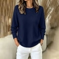 thumbnail image 2 of Edvintorg Womens Sweater Long Sleeve Loose Knit Sweaters Crew Neck Casual Pullover Top Plus Size Fashion Clothing Navy M, 2 of 7