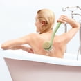 thumbnail image 5 of Upgraded Bath Brush Long Handle for Shower, 14" Back Shower Brush with Bristles and Loofah, Back Scrubber for Cleanse Back and Hard to Reach Areas with Curved Long Handle, Men and Women B, 5 of 8