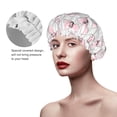 thumbnail image 2 of KLL Cute Bow Tie Pattern Shower Cap & Bath Cap for Women,Reversible Oversized Waterproof Shower Caps for all Hair Lengths,Elastic Reusable Bathing Hair Cap, 2 of 6