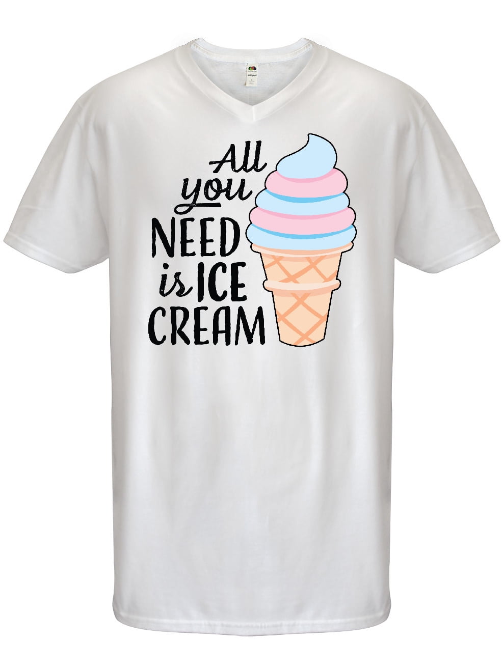 INKtastic - All You Need is Ice Cream with Ice Cream Cone Men's V-Neck ...
