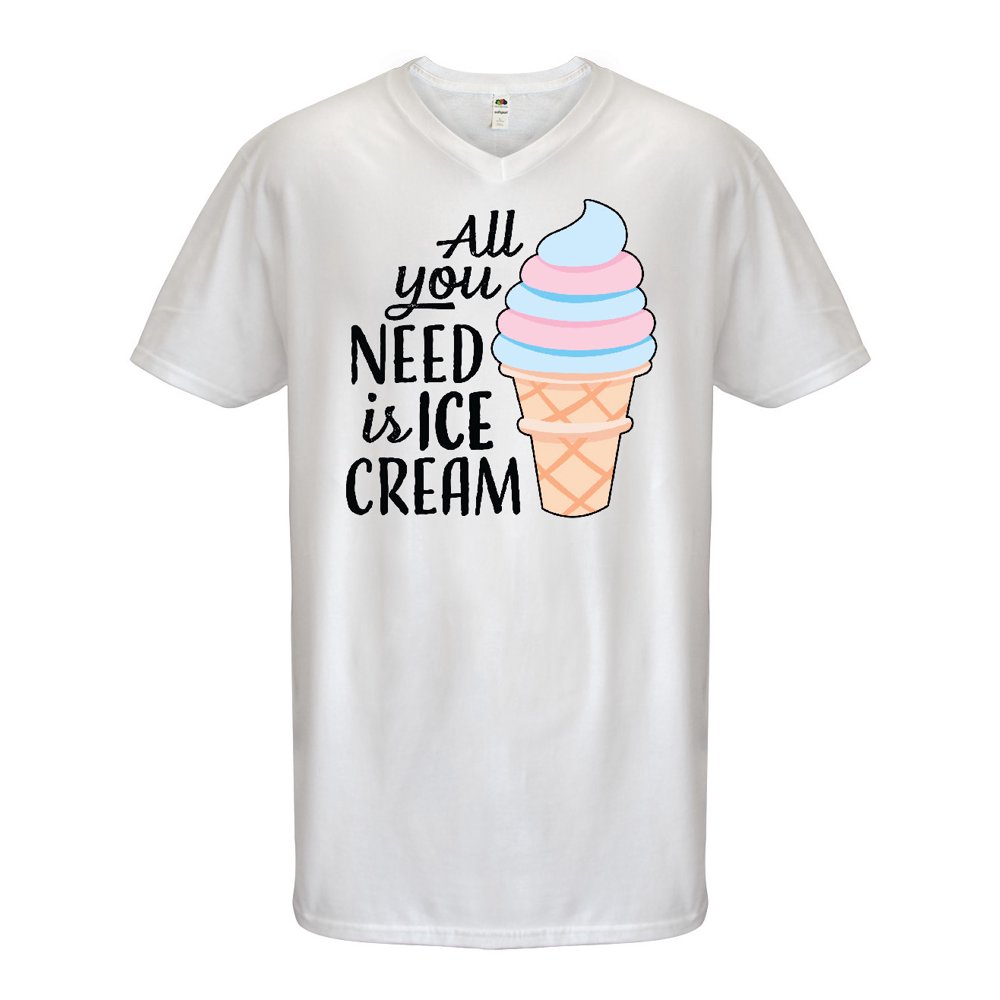 INKtastic - All You Need is Ice Cream with Ice Cream Cone Men's V-Neck ...