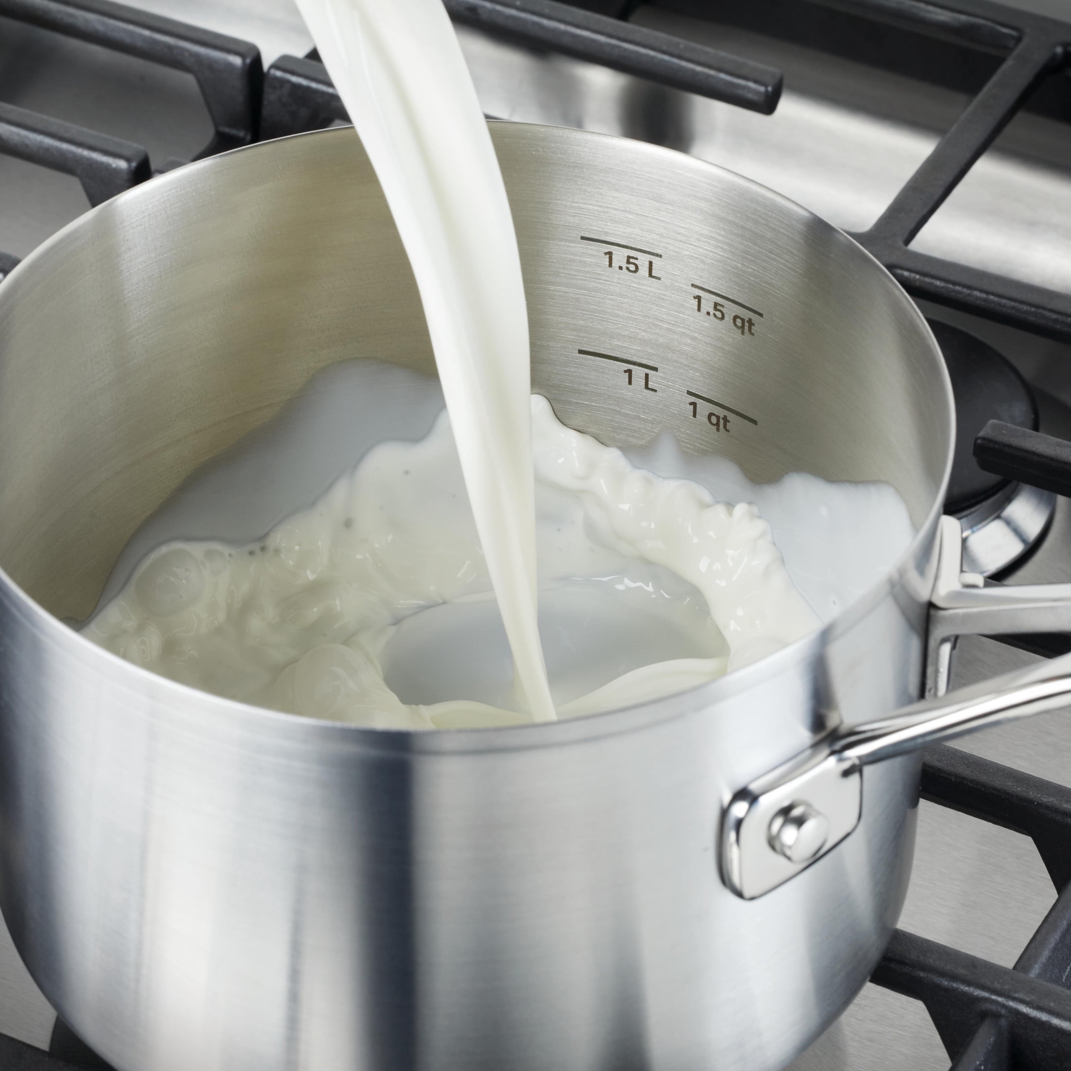 KitchenAid Stainless Steel Induction Saucepan with Lid, 3-Quart, Brushed Stainless Steel
