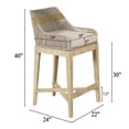 thumbnail image 3 of 30 Inch Set of 2 Barstool Chairs-Handcrafted Mango Wood-Beige Cushion, 3 of 9