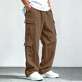 thumbnail image 2 of Falkdiz Fashion Pants for Boys Outdoor Solid Color Pockets Straight Leg Winter Pantalones Stylish Boys Trousers Relaxed fit, Brown, Size: 9-10 Years, 2 of 9
