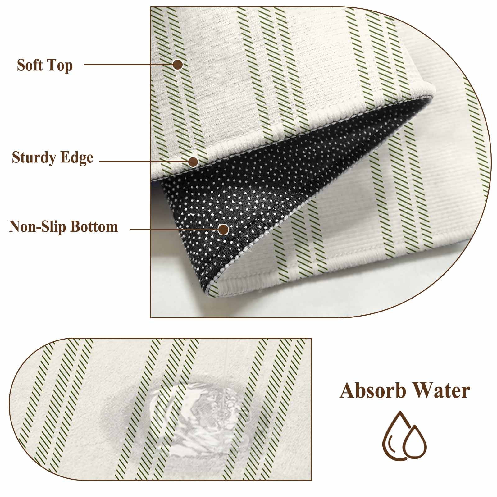 Sage Green Striped Kitchen Runner Rug 2x6 Washable Runners for Hallway Non Slip Modern Farmhouse Green Stripes Large Area Rug Indoor Floor Carpet for Bathroom Laundry Entryway Bedroom Living Room