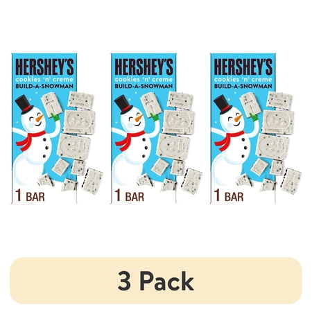 (3 pack) Hershey's Cookies 'n' Creme Build-A-Snowman Christmas Candy, Bar 4 oz