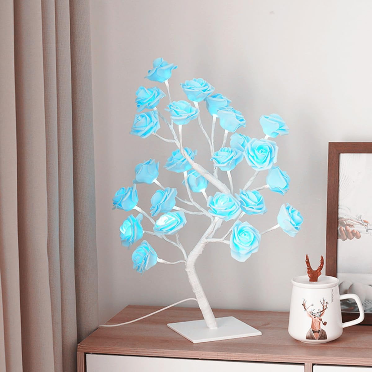 EONQY LED Desk Lamps, Tabletop Bonsai Tree Lights USB Powered Light Up Rose Tree Lamp for Party Home Wedding Christmas Decor