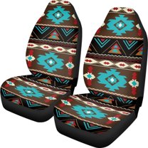 Renewold Car Seat Cover Front Set Only, Soft Breathable Front Car Seat Bottom Cover Protector Auto Interior Accessories Decor, Southwest American Tribal Teal Brown