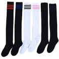 thumbnail image 2 of Lian LifeStyle Women's 1 Pair Over-the-Knee Cotton Socks Size 4.5-8.5(White Strip), 2 of 4