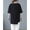 thumbnail image 5 of Women Short Sleeves Solid Color Crewneck Tops Blouse Pullover T-Shirt GA2400 Black, 5 of 5