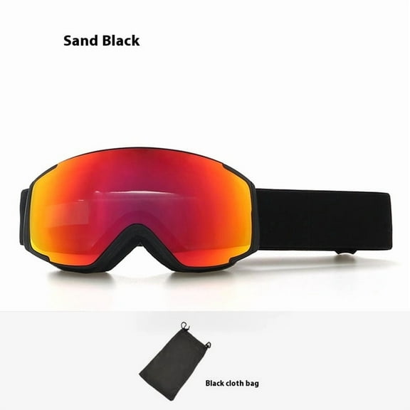 Kids Ski Goggles, Polarized Snowboard Goggles for Boys & Girls, Anti Fog UV Protection(Sand black red)
