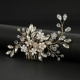 thumbnail image 6 of harmtty Hair Comb Elegant Temperament Decorative Handmade Non-slip Hair Ornaments Headpiece Bridal Wedding Faux Pearl Crystal Hair Comb Clip Party Favors,Golden, 6 of 7