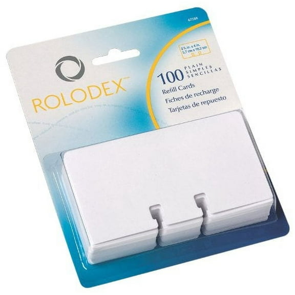 Rolodex Card File Refills Card Stock, White, 2.25in x 4in, 100 Sheets