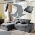 thumbnail image 3 of GNIXUU 98.8” Modular Sectional Sofa, Cloud Boneless Couch with Deep Seat Chaise, Comfy Corduroy L-Shape Convertible Modern Sponge Compression Sofas for Living Room,Bedroom,Office,Gray, 3 of 7