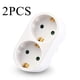thumbnail image 1 of Pack de 2 distribuidores de enchufes múltiples redondos de 2 vías, base de enchufe de mesa europea sin cable, bases múltiples 250V 16A, 1 of 4
