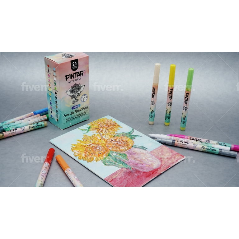 PINTAR Pastel Acrylic Paint Pens - Medium Point Tip Brush Pens & Fabri–  Pintar Art Supply
