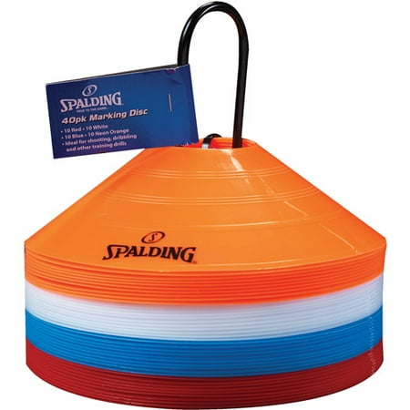 Spalding Flat Cones, Orange/White/Blue/Red, 40-Pack