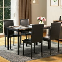 Harper & Bright Designs Faux Marble and PU Leather 5-Piece Dining Set