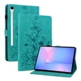 thumbnail image 2 of Case for Samsung Galaxy Tab S10 FE Plus/S10 FE+ 13.1 inch 2025, Embossed Flower PU Leather Flip Wallet Folio Stand Cover, Green, 2 of 7