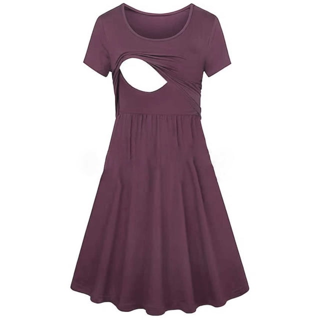 TopLLC Robe à Manches Courtes Col Rond Mode Décontractée pour Femmes T-shirt Uni Sans Manches Blouse Col en V Hauts Décontractés Robe pour Femmes Enceintes
