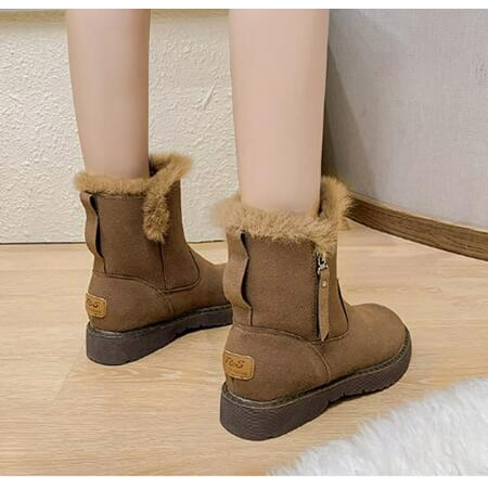 

Hvyes Boots Deals Womens Velvet Warm Shorttube Cotton Shoes Thicksoled Mid Heel Ankle Boots Quick Dry Korean Version Booties