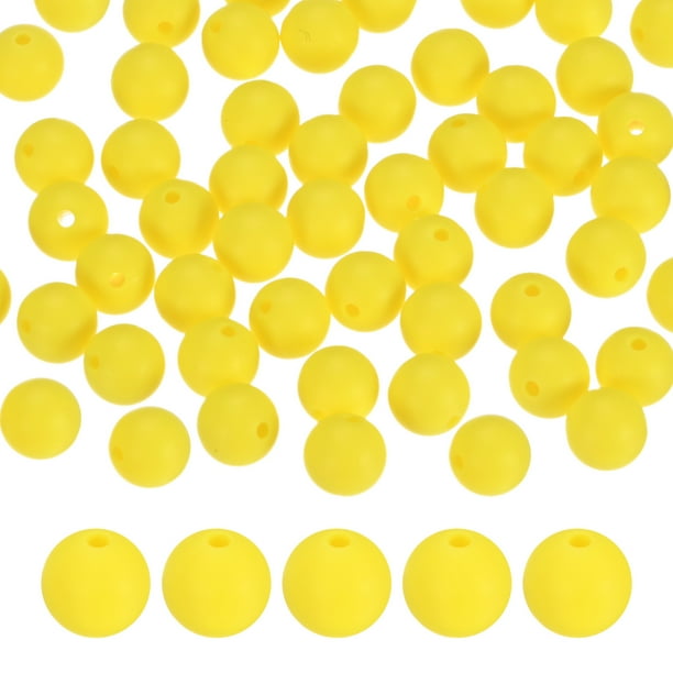 50-Pack Cuentas de Silicona 9mm Amarillo Brillante Cuentas Redondas Sueltas de Goma para Manualidades/ Pulsera/ Collar