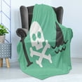 thumbnail image 4 of Shark Soft Flannel Fleece Blanket, Shark Love Themed Creepy Dead Skull Head with Bones and Animal Fun Dangeraous Design, Cozy Plush for Indoor and Outdoor Use, 50" x 60", Green White, by Ambesonne, 4 of 5