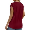 thumbnail image 3 of CHUOU T Shirts for Women Solid Color V Neck Short Sleeve Tie Side Loose Tee Shirt Vintage Top, 3 of 5