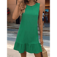 thumbnail image 5 of Women'S Ruffle Hem Sleeveless Tank Dress Round Neck Casual Smock Summer Mini Dresses Green S, 5 of 7