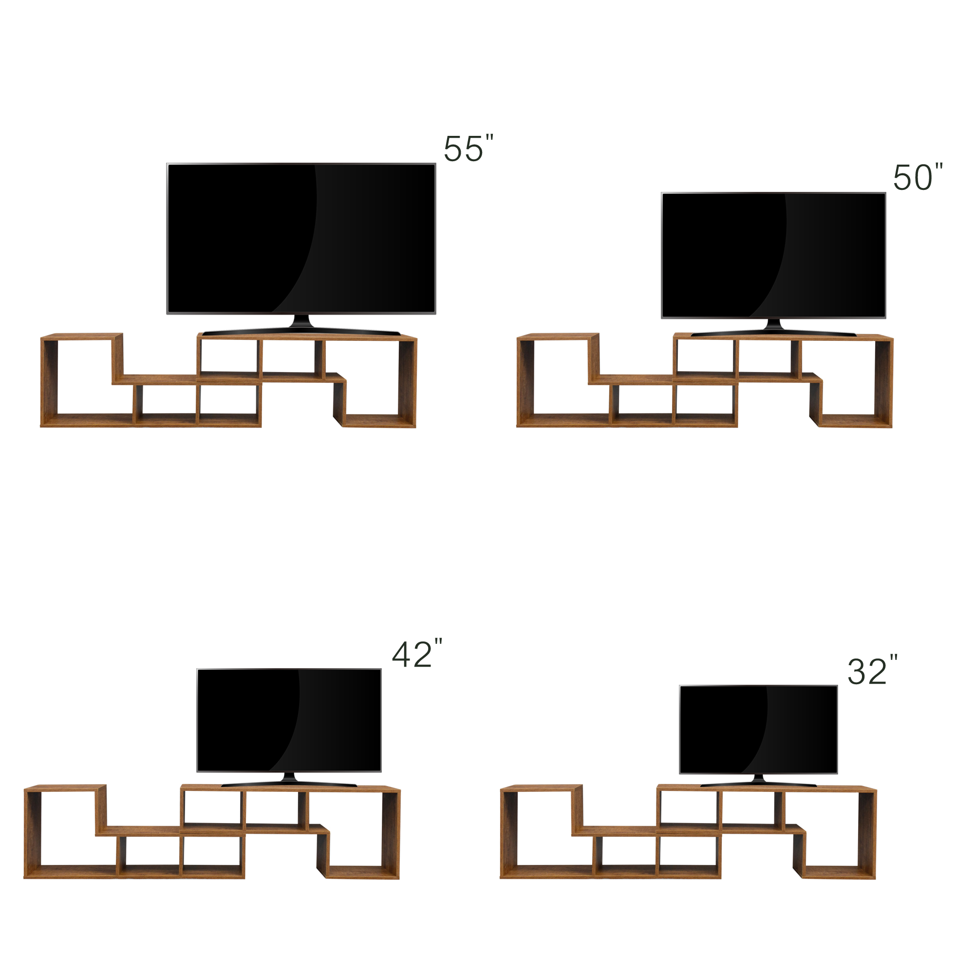 Yardi Yard Modern DIY Double L-shaped TV stand, Stackable Wood Bookcase Bookshelf for CDs/Books/Media Storage, Brown Yardi Yard Modern DIY Double L-shaped TV stand, Stackable Wood Bookcase Bookshelf for CDs/Books/Media Storage, Brown