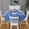 thumbnail image 2 of Purple Ethnic Mandala Pattern Round Tablecloth 60"x60",Wrinkle Wipeable Table Cloth for Kitchen Dining Room Picnic Patio Party, 2 of 6