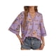 thumbnail image 2 of SAYOO Tops casuales para mujer, estampado floral, manga 3/4, cuello en V, ahuecado, patchwork, tops sueltos SAYOO casual, 2 of 7