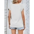 thumbnail image 7 of Deago Women's Summer Tops Casual V Neck T Shirts Pleated Short Sleeve Shirts Loose Fit Flowy (White, S), 7 of 7